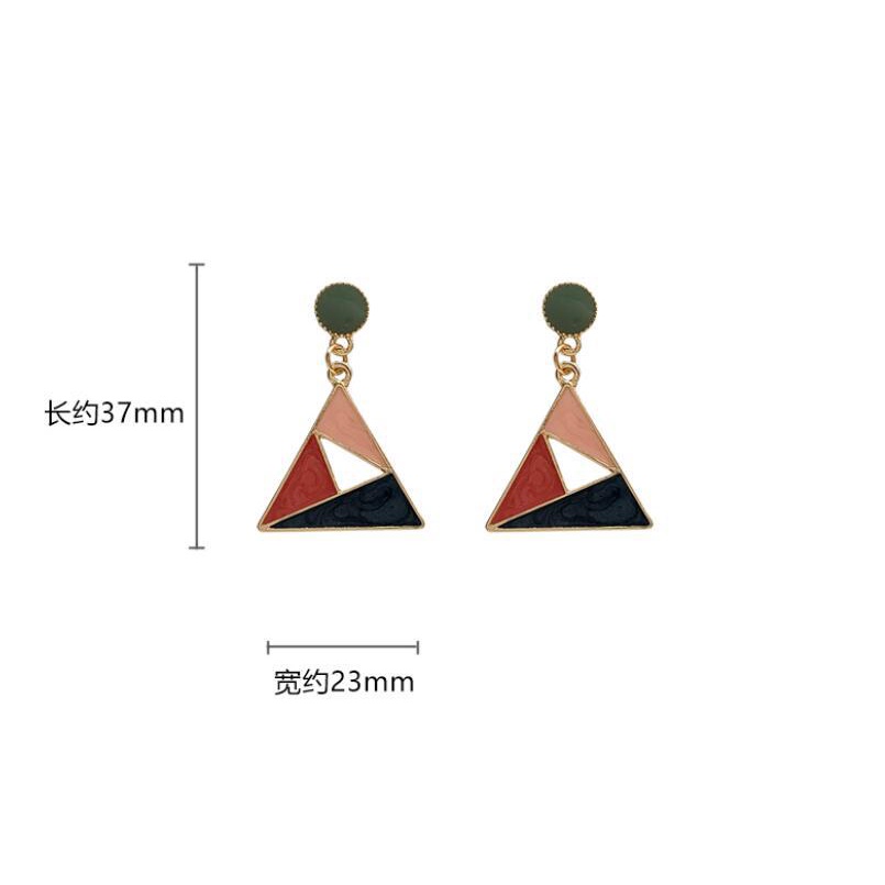 Sterling silver jarum retro geometris sudut drip mengkilap kontras anting-anting Korea sederhana ang