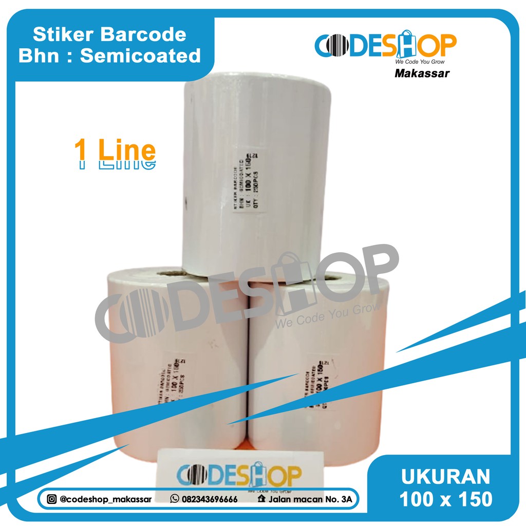 LABEL BARCODE 100 x 150 ( 1 LINE ) with Gap | CORE KECIL Label Sticker Semicoat memiliki Spesifikasi