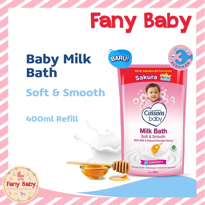 CUSSONS BABY SAKURA MILK BATH SOFT &amp; SMOOTH 400ML