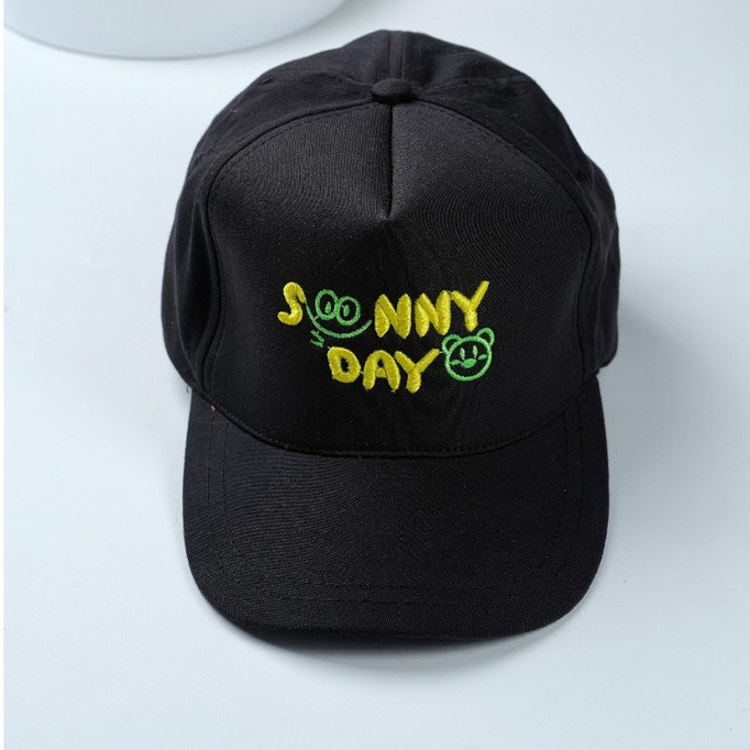 PHILEO | TOPI BASEBALL SUNNY DAY BORDIR - TOPI PET ANAK SMILE BEAR FULLCOLOUR-Sunny Day - Hitam