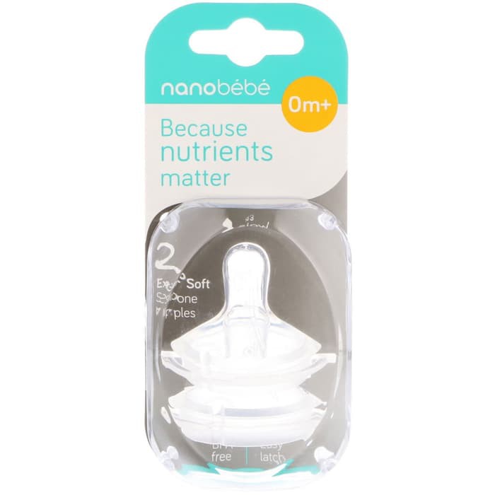 Nanobebe Silicone Nipples Twin-Pack Dot Botol Bayi Anak 0m+