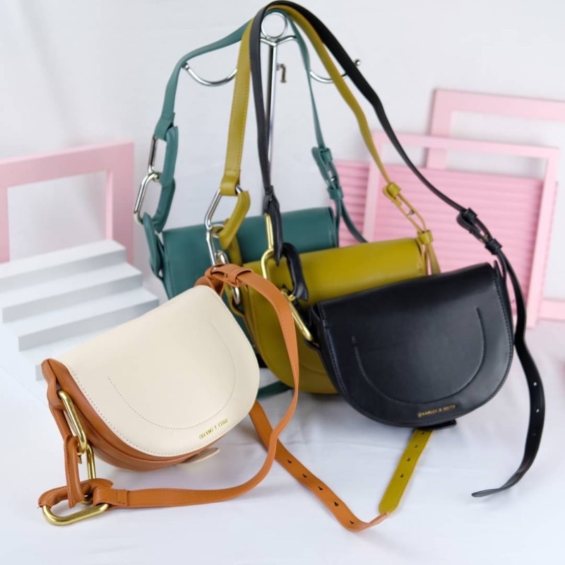 Tas Kulit Selempang Wanita CK Leather Oval Slingbag Premium Import Hitam Black Coklat Krem Beige Ora