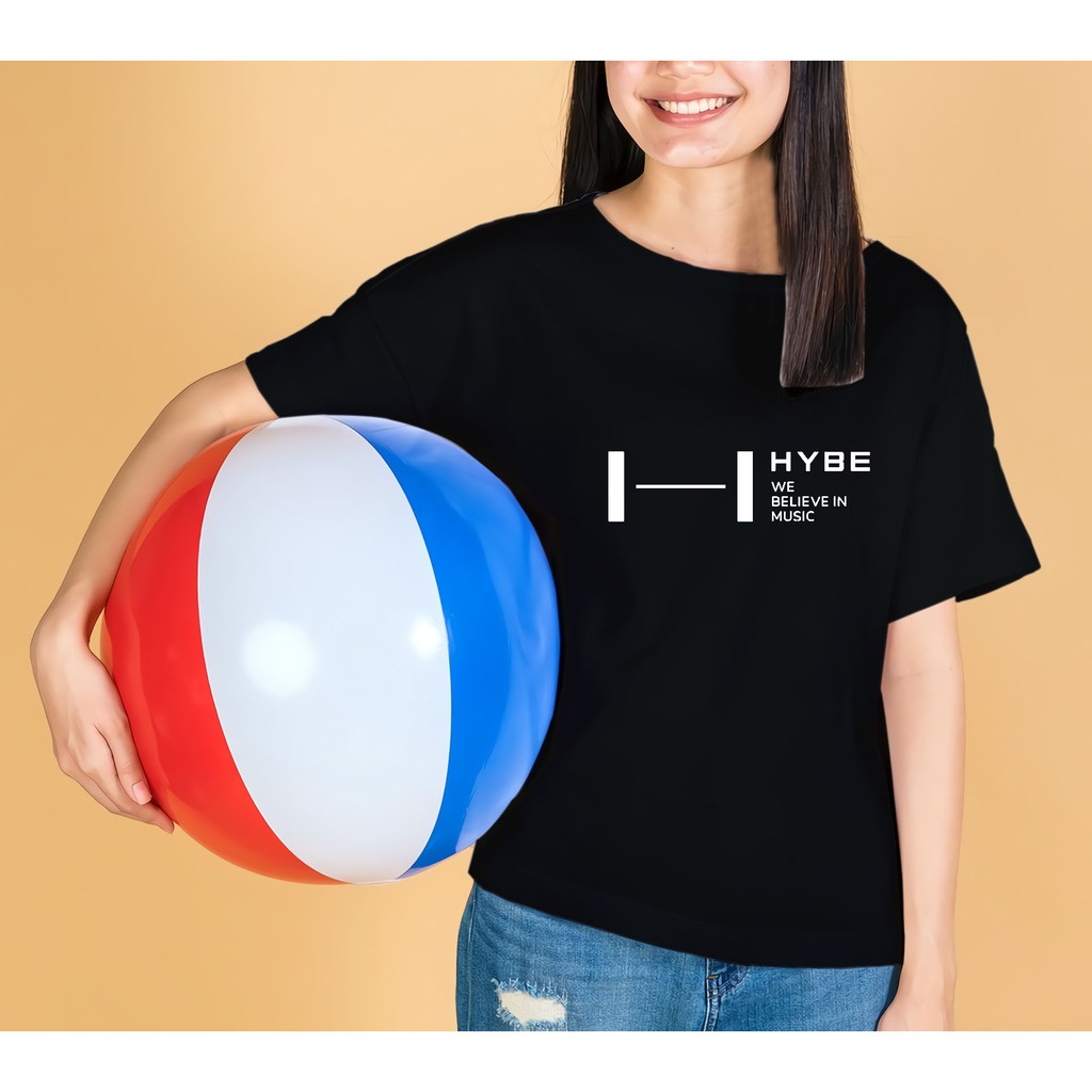 Estrello Fashion - Kaos Hybe Labels Atasan Wanita Kpop bts txt Lengan Pendek Oversize Jumbo