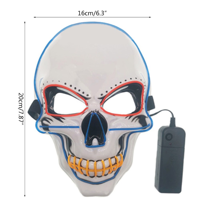 Zzz Lampu LED EL Wire Bentuk Tengkorak Seram Untuk Kostum Halloween