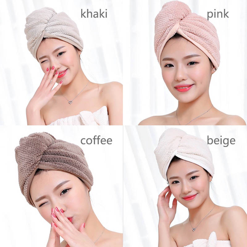 Handuk Khusus pengering rambut microfiber cepat kering anduk hair dryer Pengering Rambut Kepala Hair Wrap Drying Towel Alat perawatan kecantikan lap rambut salon kecantikan profesional professional Quick Drying Microfiber Shower Cap Towel Bath Hats