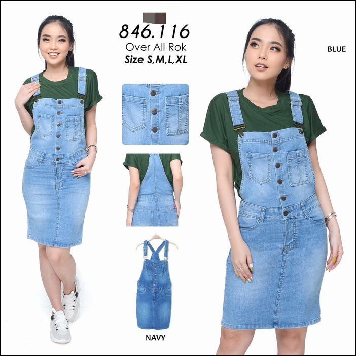 OVERALL ROK JEANS WANITA/JUMPSUIT JEANS/BAJU KODOK 116