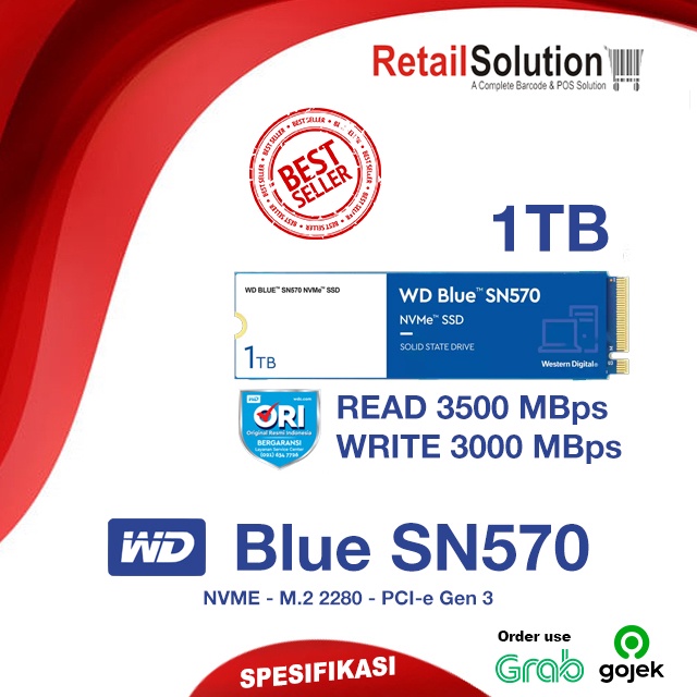 SSD M2 M.2 2280 NVME - WD Blue SN570 / SN-570 1TB 1 TB Original