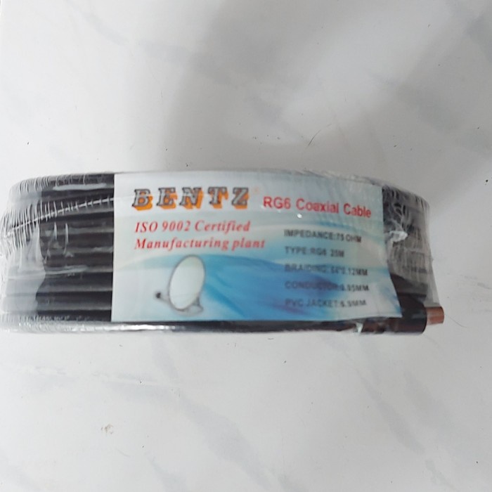 New - Kabel Antena Bentz Tv Coaxial Rg6 5C 2V 75Ohm 25M Full + Drat