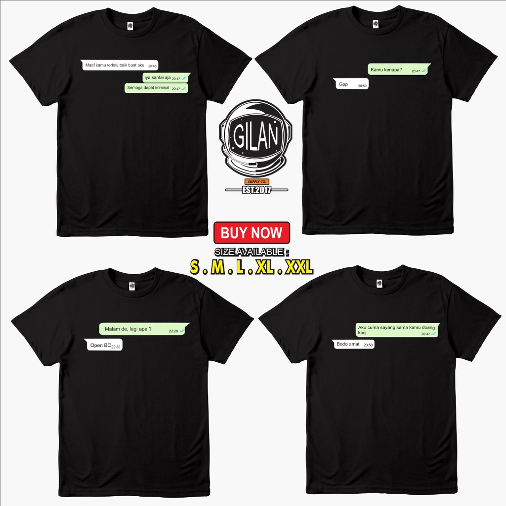 Kaos Baju WHATSAPP CHAT PACAR KATA UNIK Custom Kaos Distro - MRIL CLOTH
