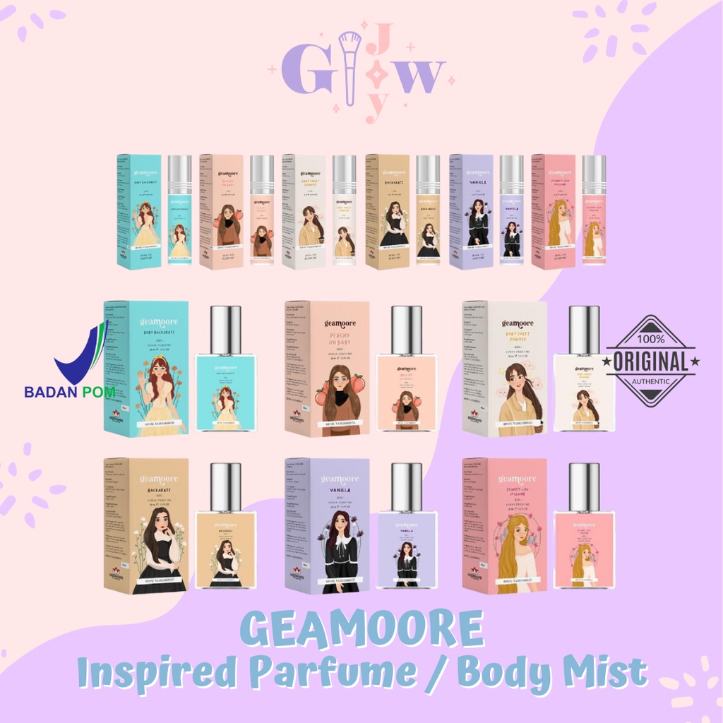 B48-B59 GEAMOORE (6ml / 30ml) inspired parfume parfum roll on wangi bpom tubuh badan baby backaratz oud peony joo malone joomalone baby sweet powder peacy oh baby vanilla viral termurah ready gojek ekspedisi harum mini size full enak cowok cewek