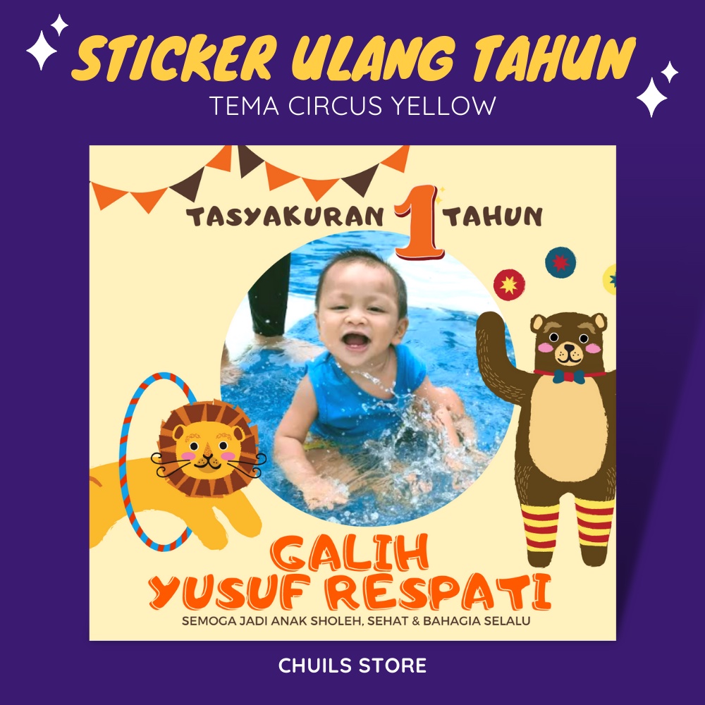 

Stiker Ulang Tahun Baby Boy Girl Tema Circus Sticker Tasyakuran Kelahiran Label Ultah Anak Birthday