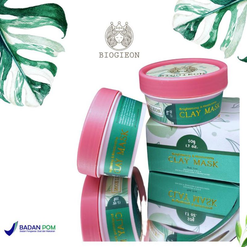 BPOM FREE SPATULA 50gr BIOGIEON CLAY MASK | Masker Wajah Clay | Masker Langsung Pakai Facemask Mask