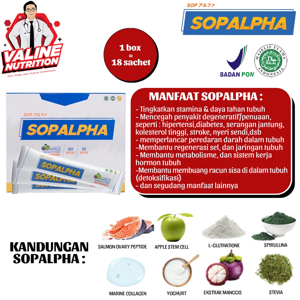sopalpha bioboost salmon ovary peptide minuman kesehatan perlancar darah bpom halal