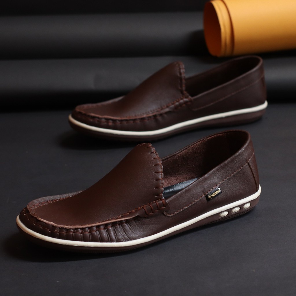 MOLK|Sepatu Pria Casual Slip On Kulit Asli Original Brand Cvny Selop Kerja Pria Terbaru Kondangan