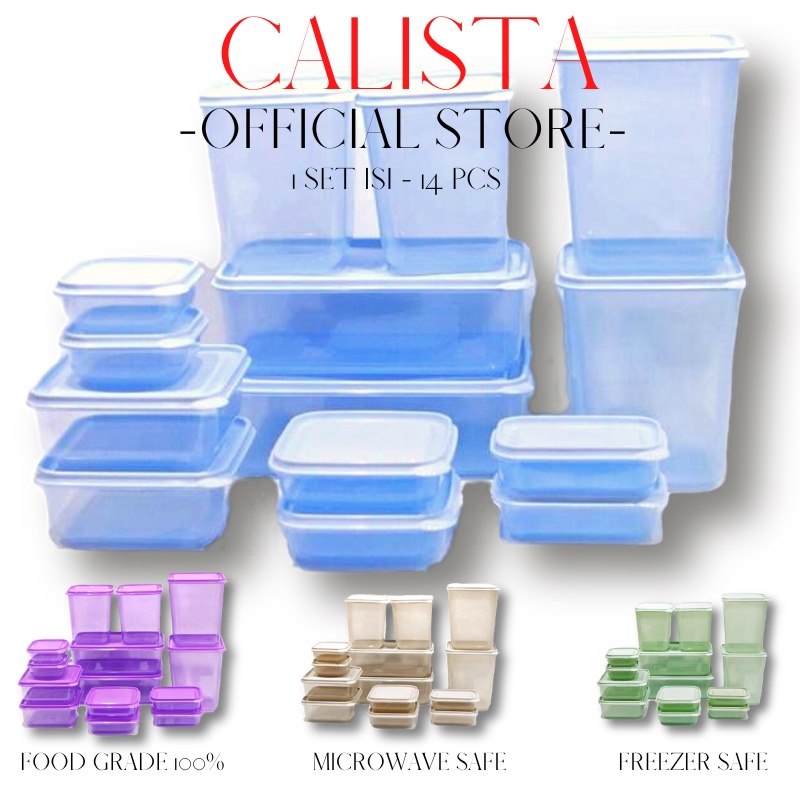 [ CALISTA ] Food Container Food Storage Calista Otaru Soft 14Pcs Toples Plastik Toples Kulkas Set  Wadah Atau Tempat Bumbu Dapur Food Storage kulkas Food box Kulkas Storage Box Kulkas Tempat Peyimpanan Makanan Kotak Sayur Kulkas Container Kulkas Set