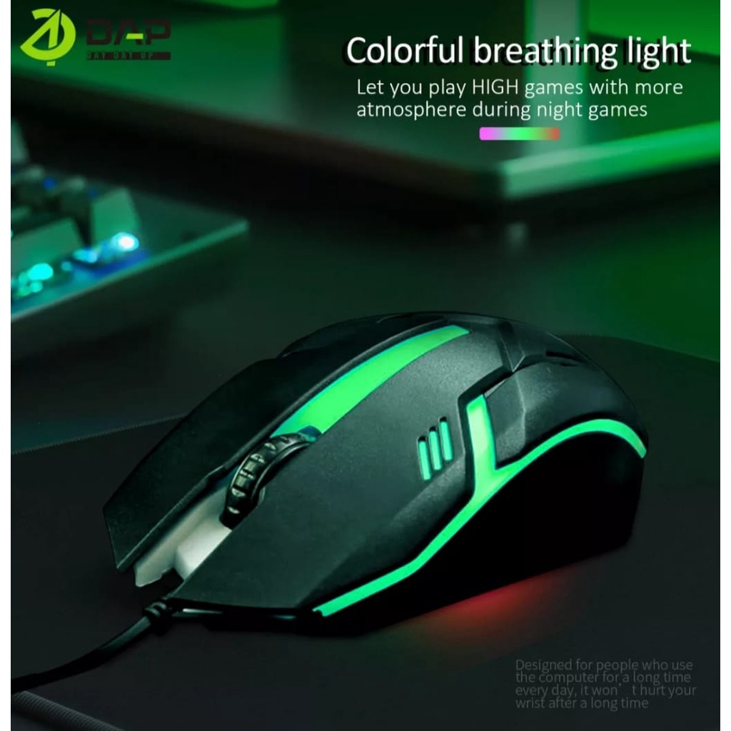 Mouse Gaming Kabel USB Wired DAP M778 ORIGINAL USB LED With Light RGB 1200DPI-Mouse Gaming-Gamers Untuk PC Komputer-Laptop-Windows,Linux,Mac Os