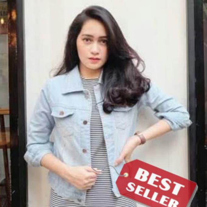 JAKET JEANS WANITA ZARA GRADE A ORIGINAL - BIRU MUDA