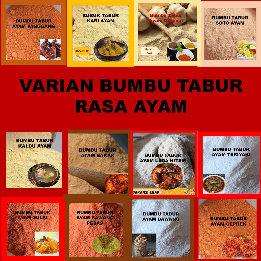 

Bumbu Tabur Rasa Ayam Original Bakar Panggang Lada Hitam 100 Gram Bumbu Tabu | Bubuk Tabur Aneka Rasa Ayam Teriyaki | Bumbu Tabur Rasa Ayam Bawang | Bumbu Tabur Rasa Ayam Geprek | Bumbu Tabur Aneka Rasa 100grm | bumbu Tabur Ayam Bawang Murah