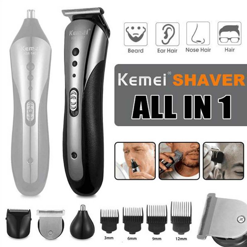 Kemei Alat Cukur Rambut Kumis Jenggot Bulu Hidung Elektrik Hair Trimmer Shaver Rechargeable