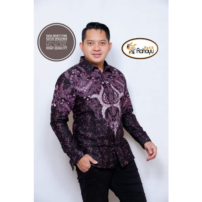 BARA MUKTI UNGU Kemeja Batik Pria Lengan Panjang Batik Solo Eksklusif Pakaian batik solo baju batik 