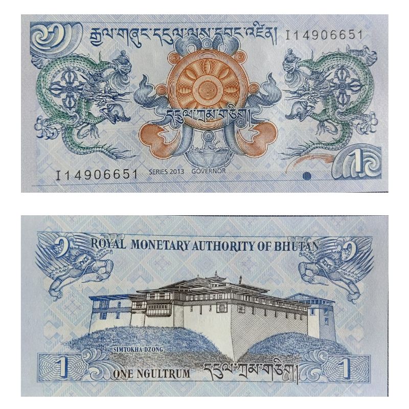 Uang Negara Bhutan 1 Ngultrum Dijamin Original 100% UNC GRESS BARU