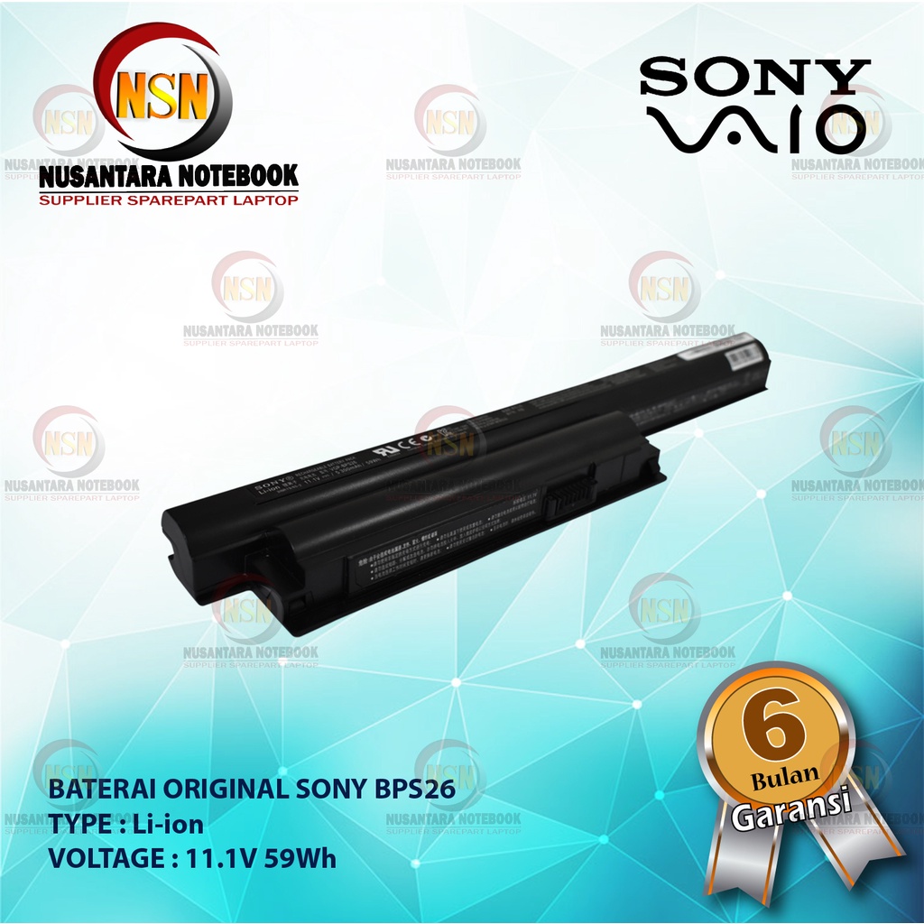 Baterai Original Sony VGP-BPS26 VGP-BPS26A VGP-BPL26 Black Original