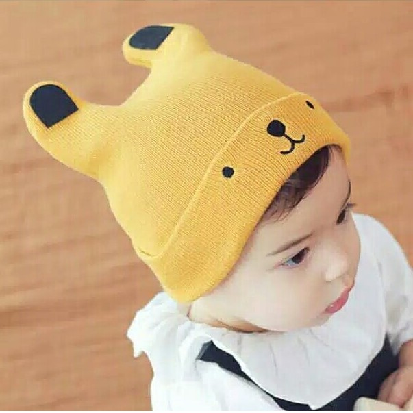 Topi Anak Laki IMPORT Usia 1 - 4 Tahun BEAR Kupluk Bayi Wol Elastis Premium Quality