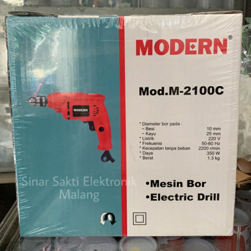 Mesin Bor Listrik Modern 10mm Murah / Bor Tangan M 2100 C M2100 M2100C 2 Arah Malang Garansi