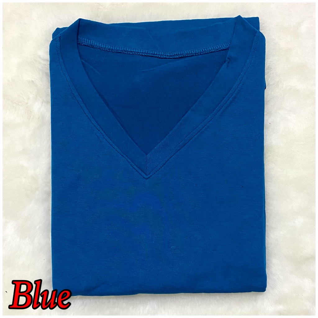 V-NECK JUMBO XXL Panjang / Kaos Polos Basic Vneck Panjang /  t-shirt / Atasan Pakaian Wanita Murah-TPJ V-XXL - BLUE