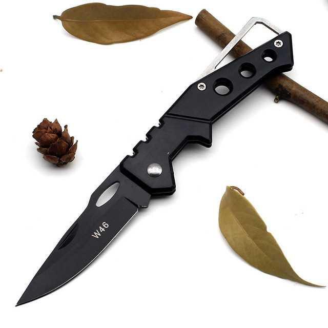 KNIFEZER Pisau Saku Lipat Mini Serbaguna Portable Knife Survival - W46 [Hitam]