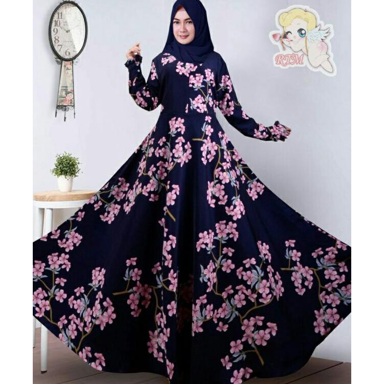 Baju Gamis Maxi Dress Jumbo Busui Monalisa Tamara Ld110Cm - Abu-Abu Muda