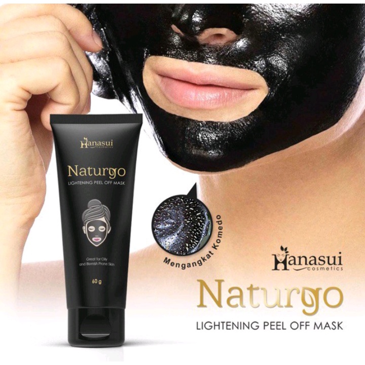 [BISA COD] Masker Wajah Naturgo BPOM Hanasui Hitam Tube Pembersih Komedo Jerawat Ampuh Praktis Masker Lumpur