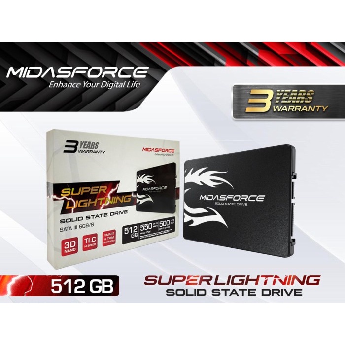 SSD MIDASFORCE 512GB SATA III SUPER LIGHTNING NEW