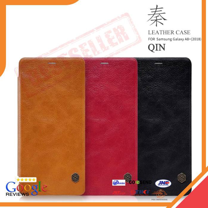 ACC HP SAMSUNG GALAXY A8 PLUS 2018 QIN LEATHER ORIGINAL FLIP CASE