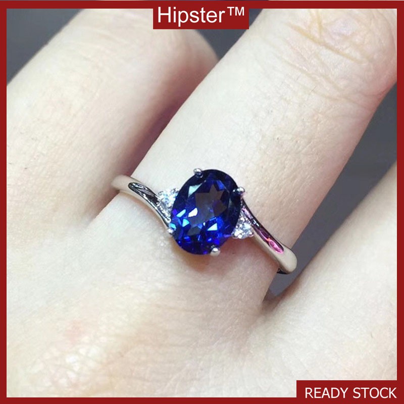 New Hot Sale Simple All-Match Inlaid Sapphire Ring