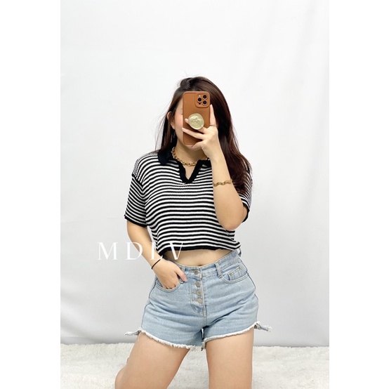 MDLV ~ Cila Top Rajut Strip Knit top