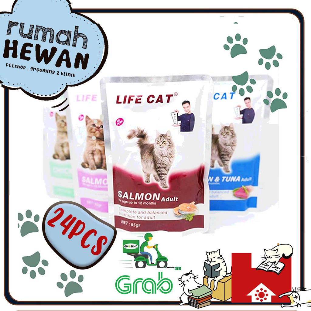 Lifecat Sachet  Adult 85gr  ( Paket 24pcs ) - Makanan Kucing Life Cat Pouch 85 gr LIFE CAT