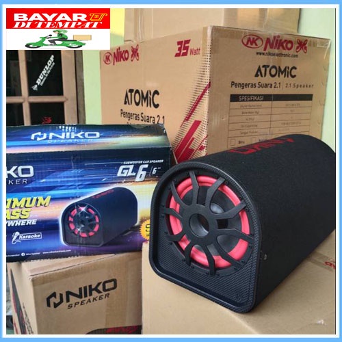 PAKET NIKO GL6 - Speaker Tabung 6 inch - Subwoofer Car GL 6- Bluettooh,Radio,USB/TF,Karaoke - AC / DC FREE MIC KARAOKE