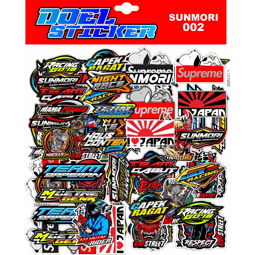 STICKER SUNMORI - Sticker Pack Sunmori 1 Set Isi Banyak Stiker Sunmori Rider One Street Respect SUNMORI NEW DOEL-2