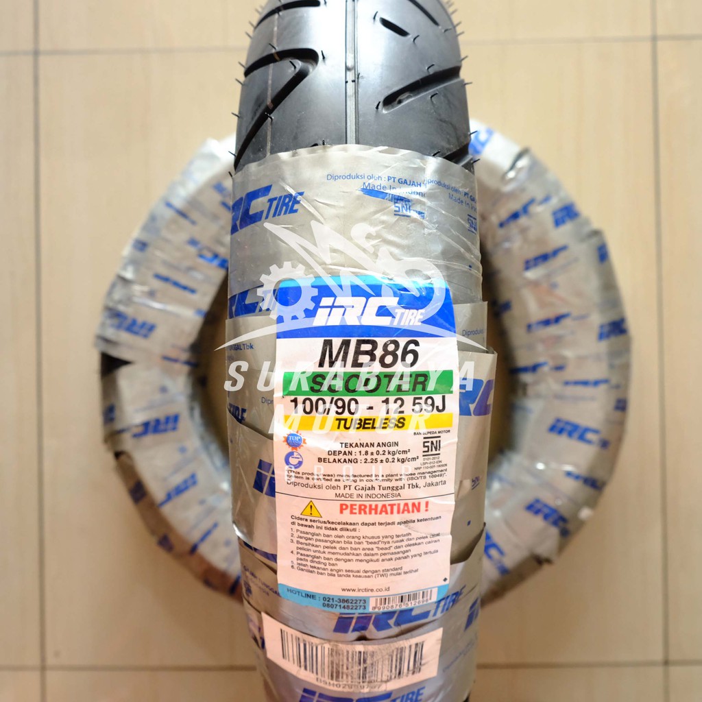 Ban Tubeless IRC 100/90-12 MB86 Scoopy Ring 12 Sepeda Motor Matic MB 86