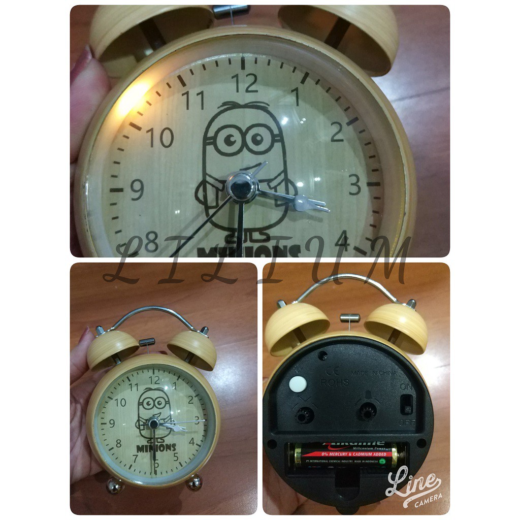 Jam Weker Kaca Cembung karakter Pikachu Doaremon Hello Kitty Minion Totoro Mickey - Alarm Clock