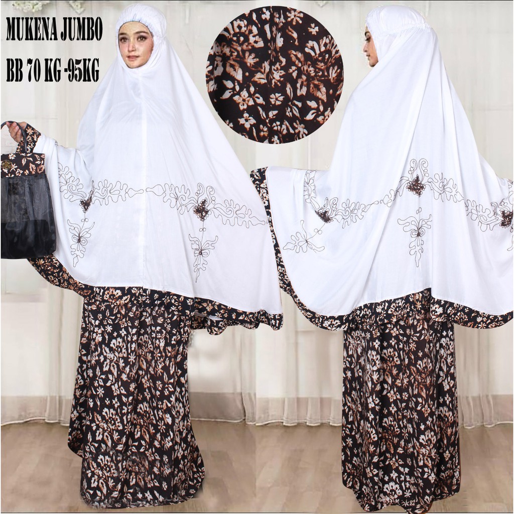 Bestseller Fashion Muslim Mukena Jumbo Batik - Hitam/Putih - BEST SELLER