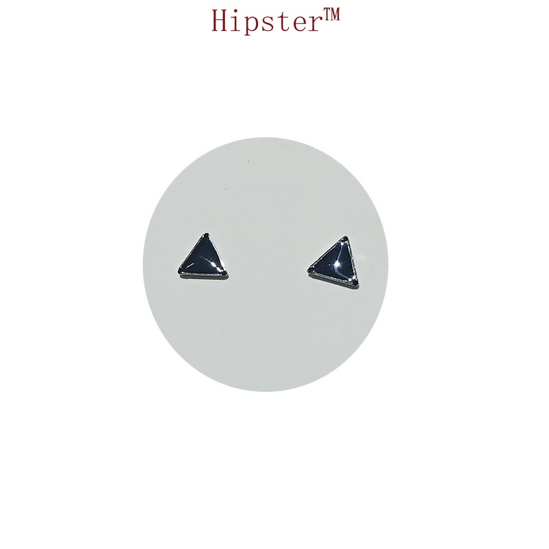 Trendy Hip Hop Style Platinum Simple Black Triangle Stud Earrings