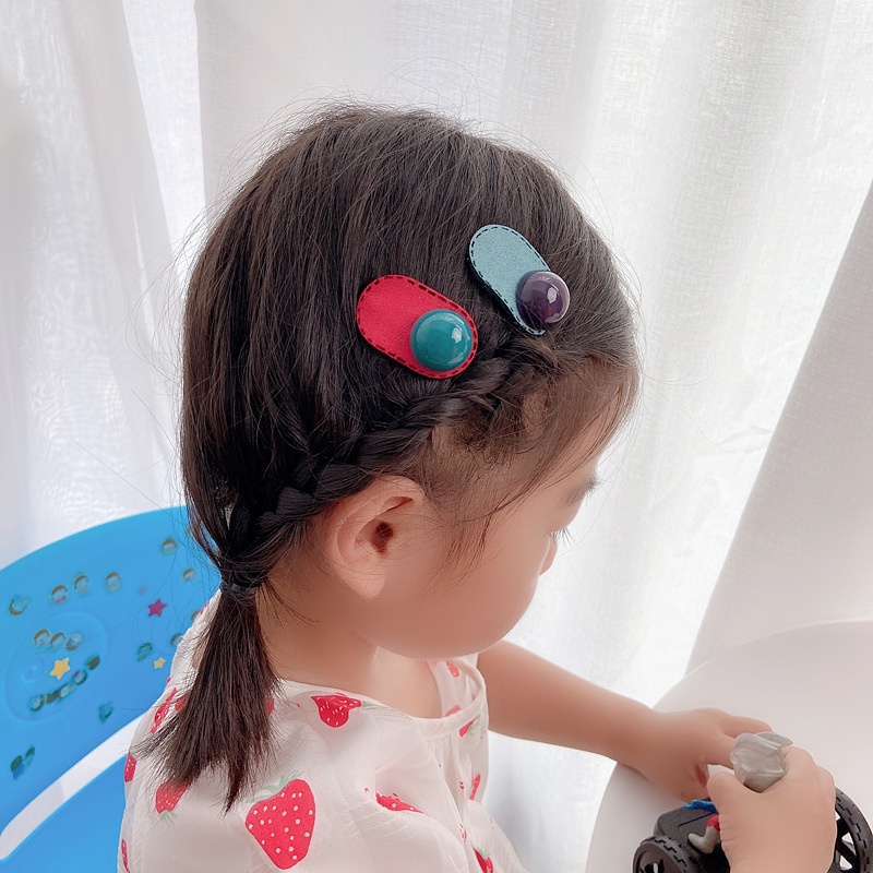 (HappyBaby )F22 4pcs/5Pcs/7pcs jepit rambut polos/Buah/Bulat/Import