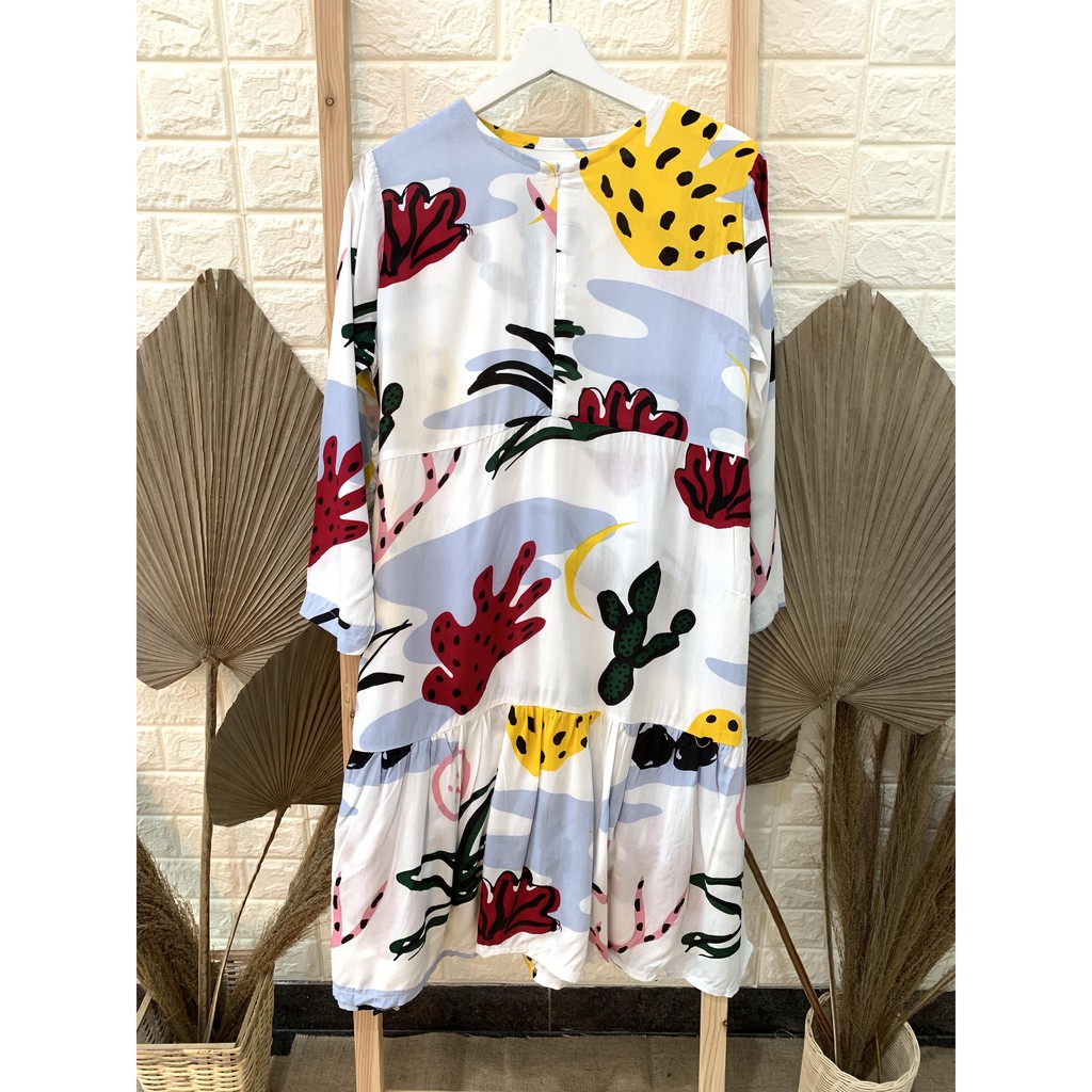 Midi Cactus Dress / Tunik Rayon Motif Kaktus busui