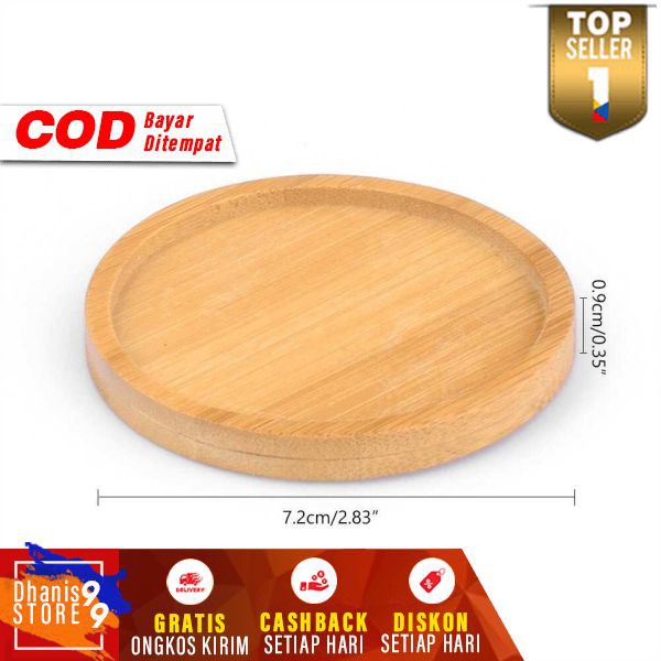 Alas Pot Tanaman Bamboo Tray Circle Tatakan Estetik Kayu Alas Wadah Bunga Dekorasi Rumah Hiasan Ruang Tamu Berkualitas