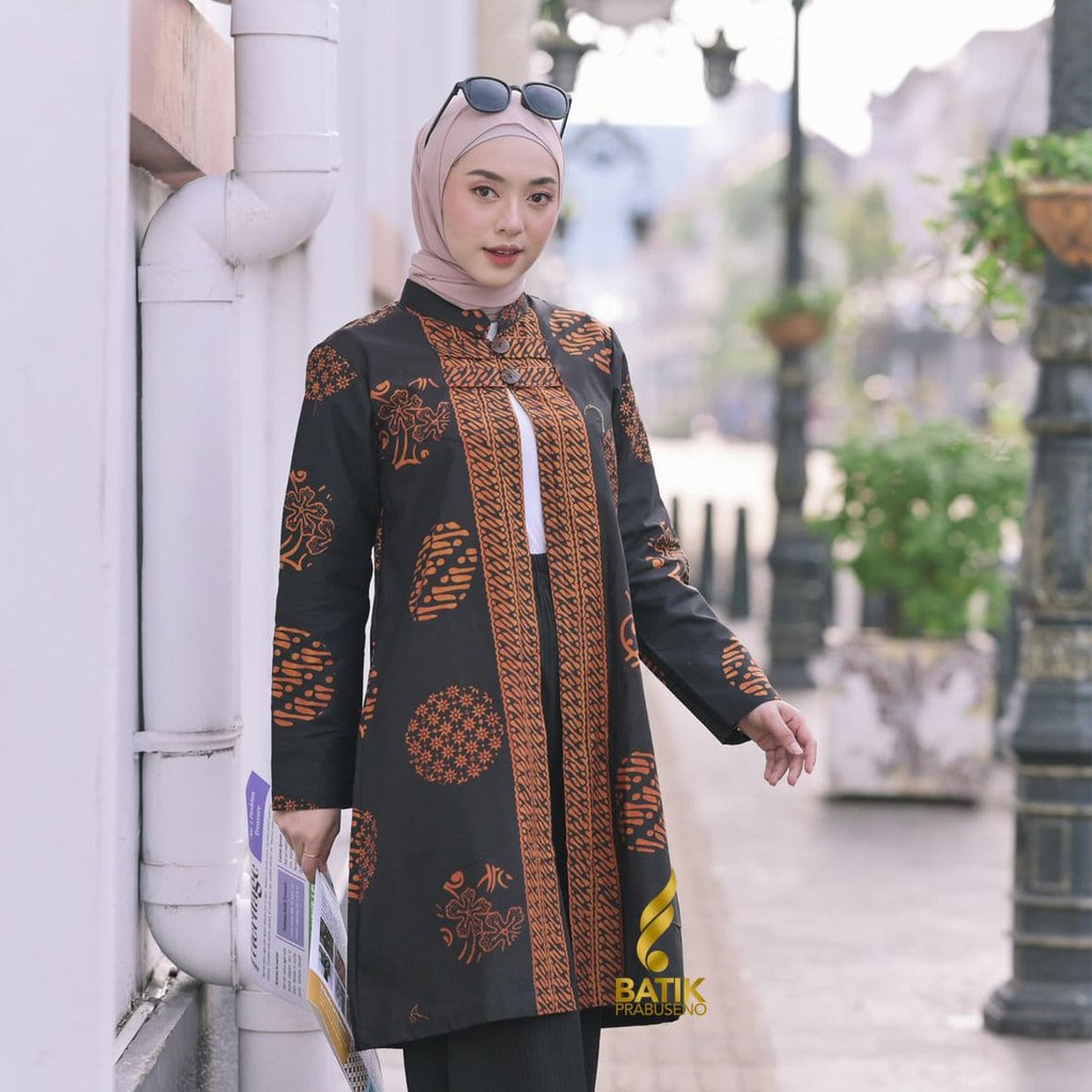 Jual Batik Wanita Outer Utari Atasan Baju Formal Kerja Kantor Kantoran Masakini Premium Katun 