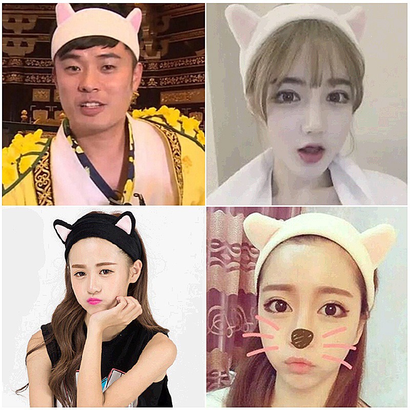 AC013 Bandana Bando Headband Makeup atau Cuci Muka Motif Telinga Kucing/Cat Ear Lucu Model Korea