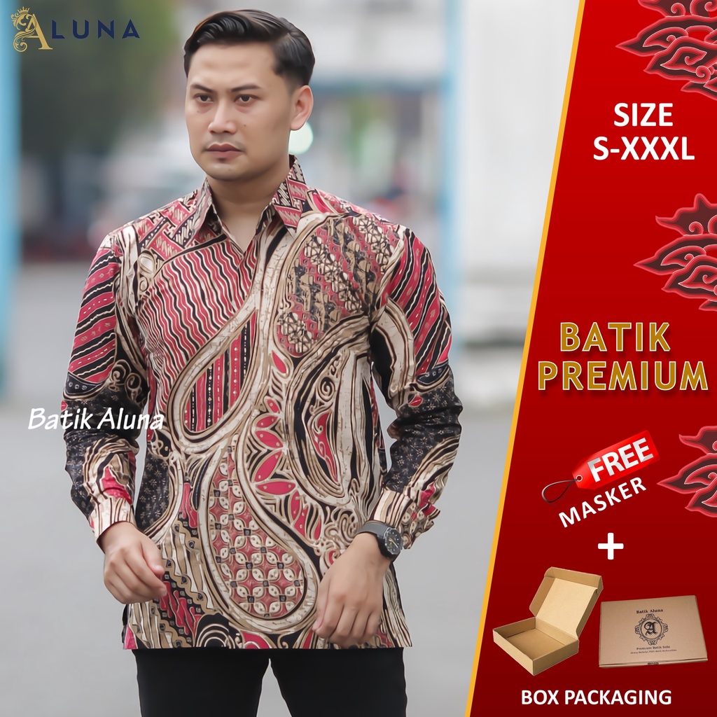 KEMEJA BATIK PRIA LENGAN PANJANG PREMIUM REGULAR KANTOR BATIK ALUNA PCW 080