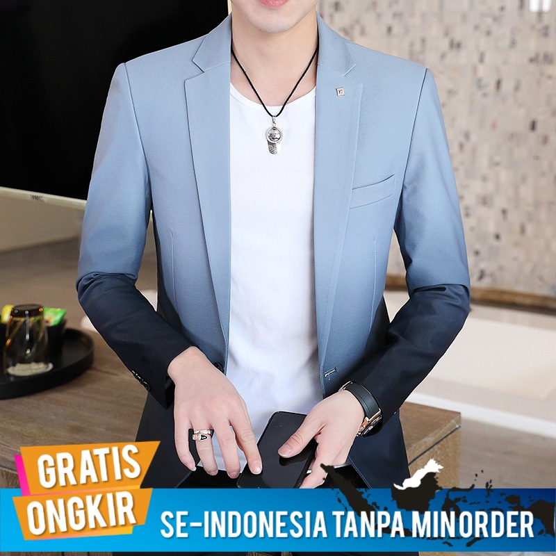 Jas Blazer Fashion Pria Korea Perapi Slim Fit Bisnis Tren Santai Impor